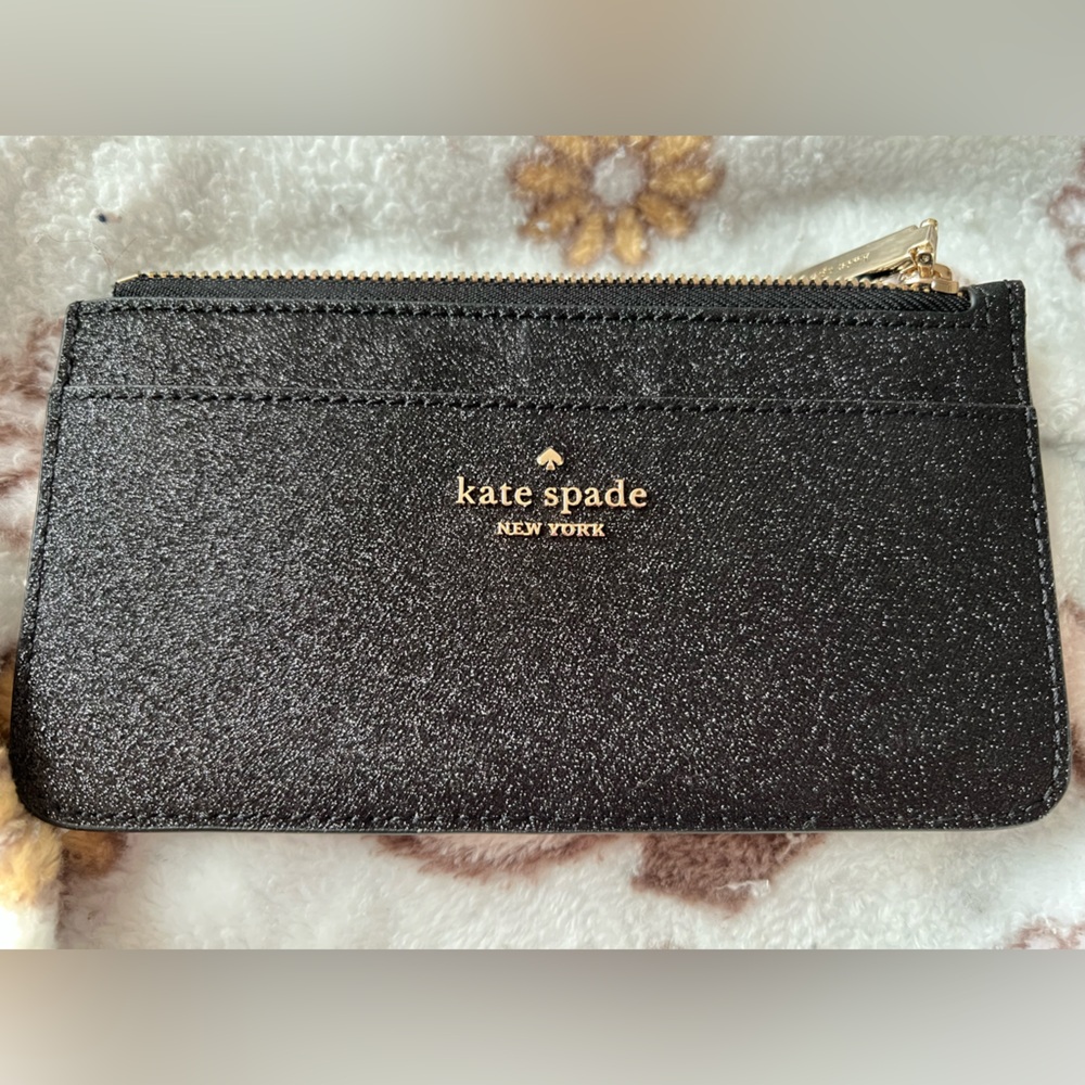 Kate Spade Glittery Black Zip Wallet